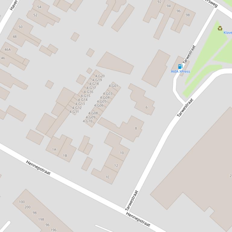 Kaart van de Tarwestraat.