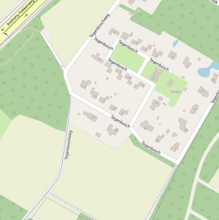 Kaart van de Tegenboschweg.