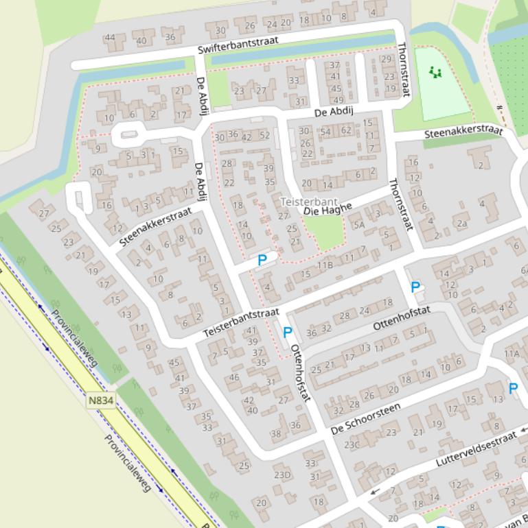 Kaart van de Teisterbantstraat.