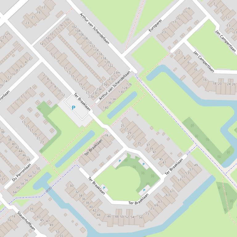 Kaart van de Ter Braaklaan.