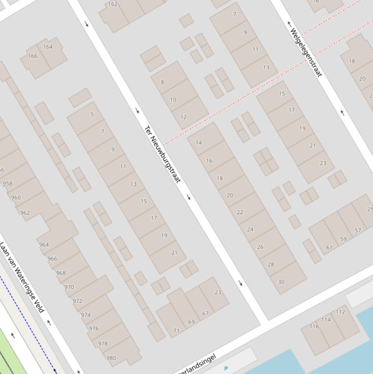 Kaart van de Ter Nieuwburgstraat.