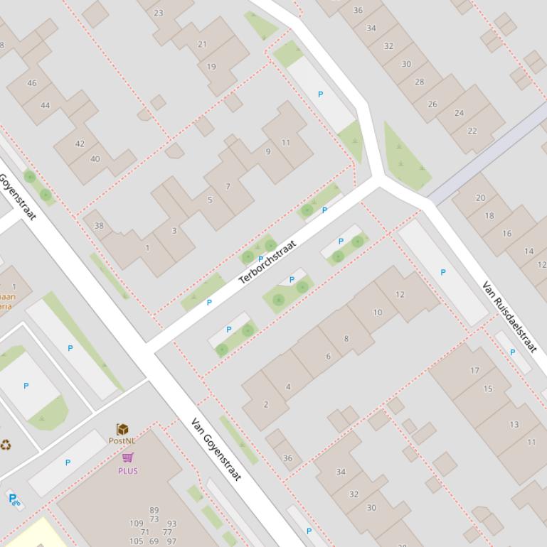 Kaart van de Terborchstraat.