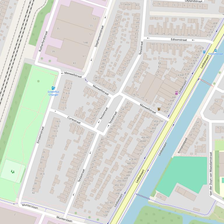 Kaart van de Teslastraat.