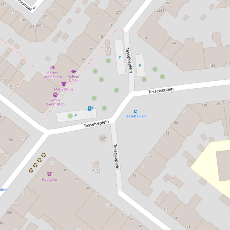 Kaart van het Tesselseplein.