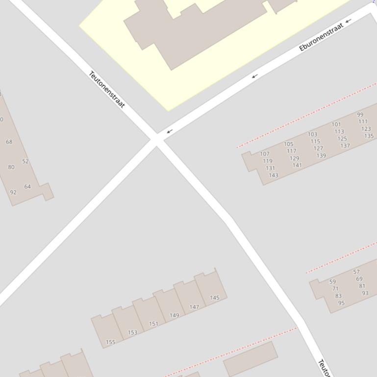 Kaart van de Teutonenstraat.