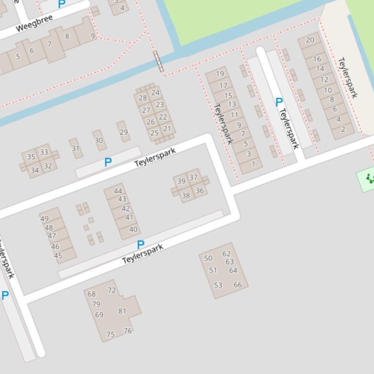 Kaart van het Teylerspark.