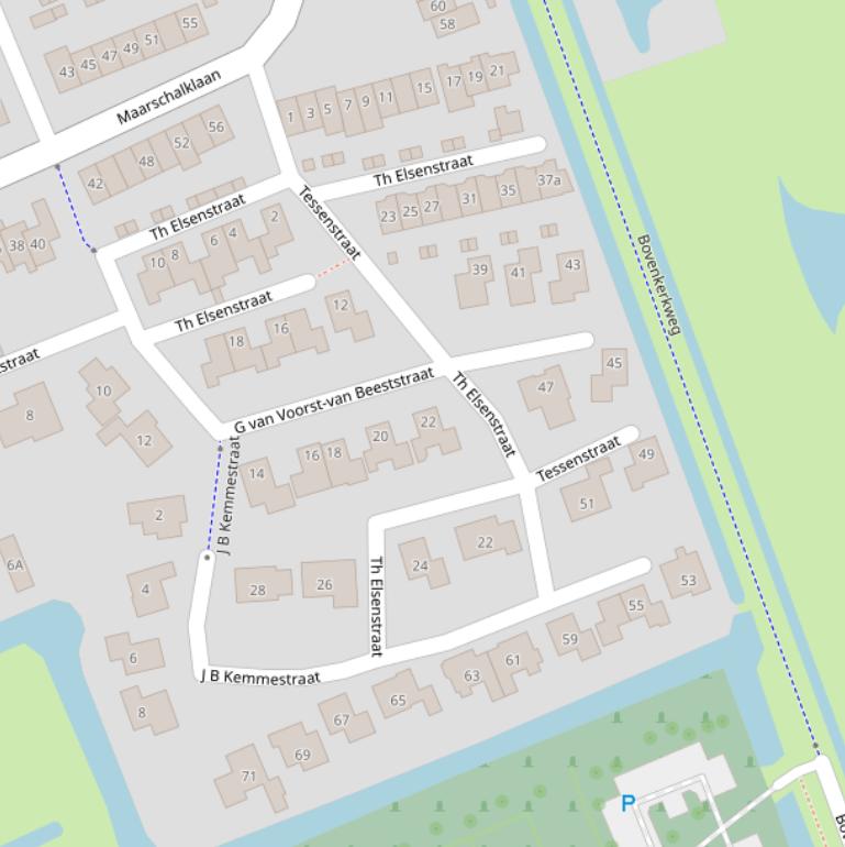 Kaart van de Th Elsenstraat.