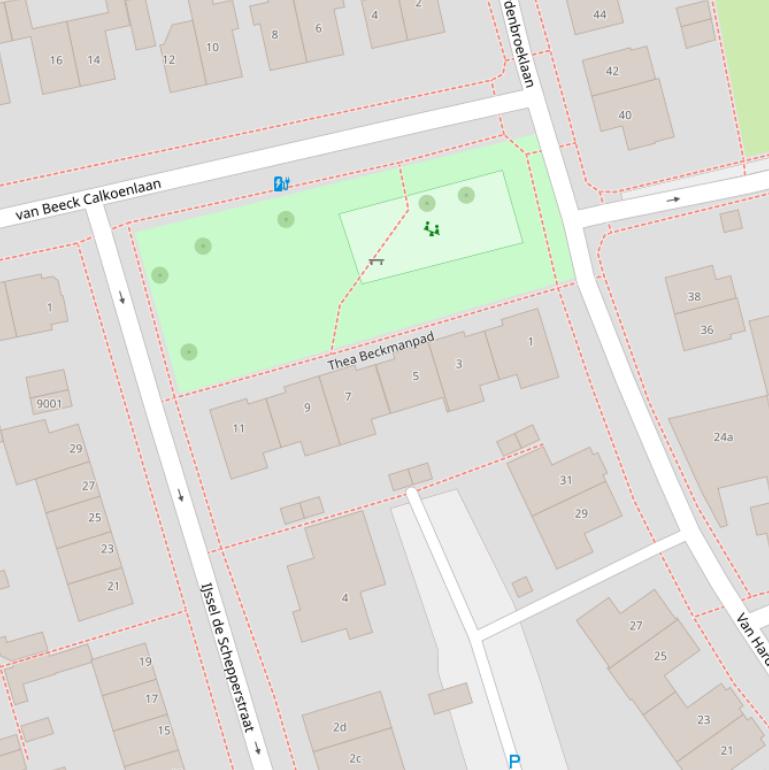 Kaart van het Thea Beckmanpad.