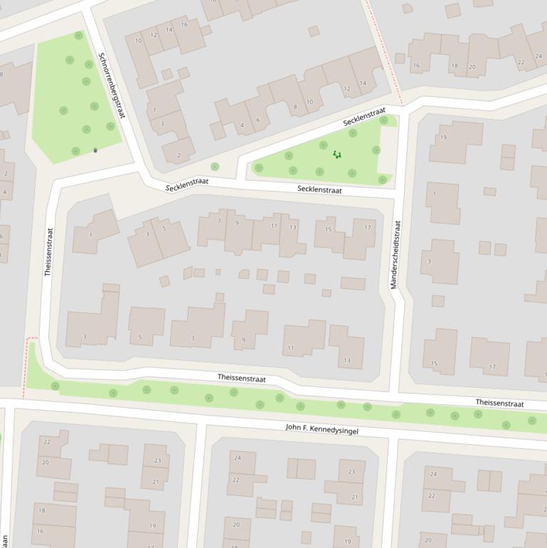 Kaart van de Theissenstraat.