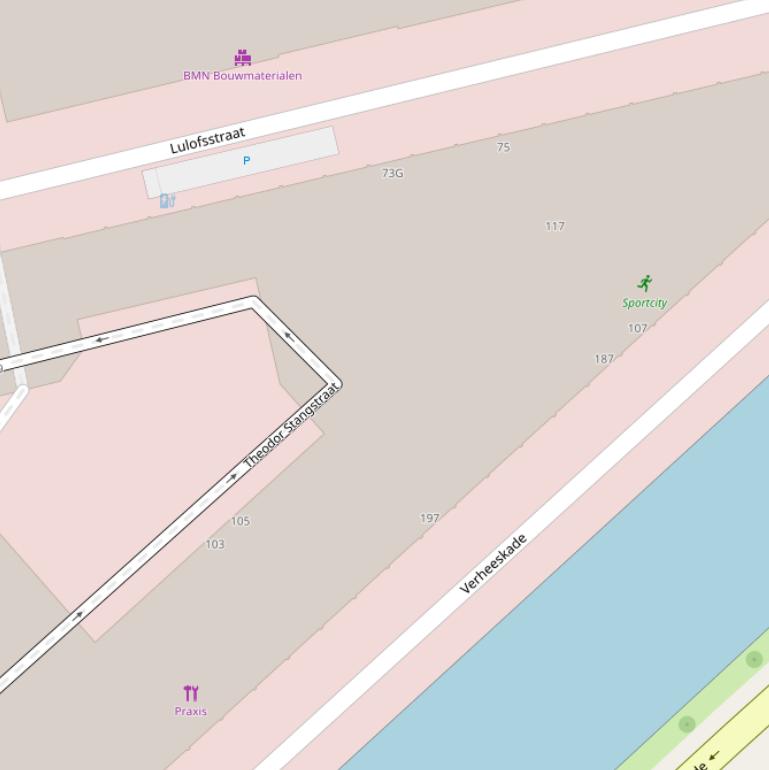 Kaart van de Theodor Stangstraat.