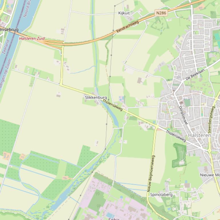 Kaart van de Tholenseweg.