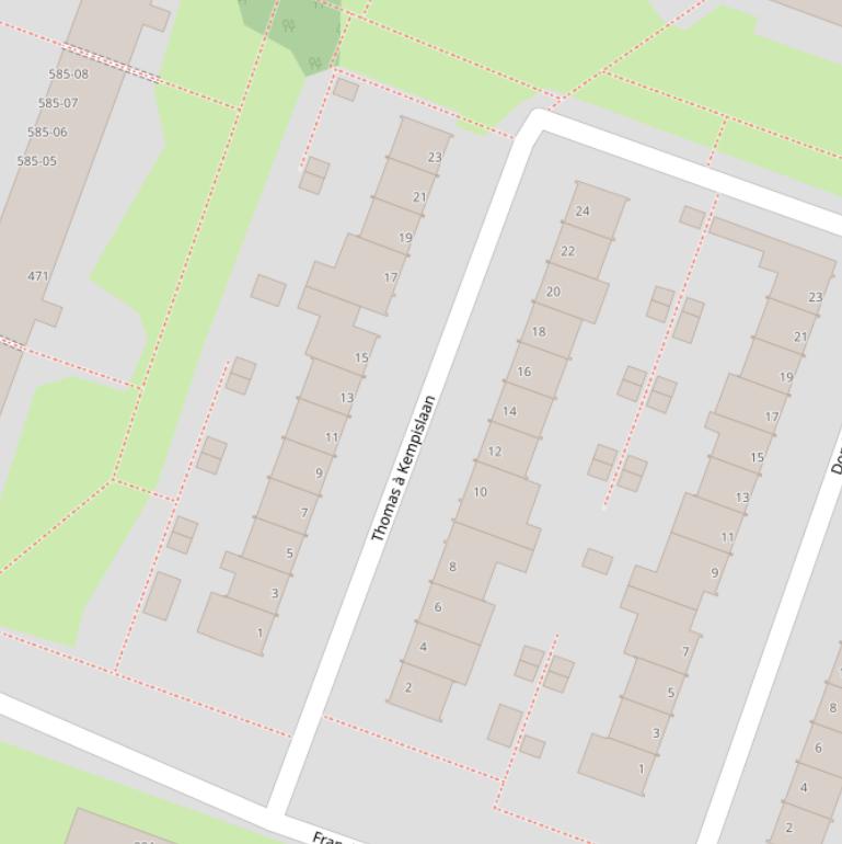Kaart van de Thomas à Kempislaan.