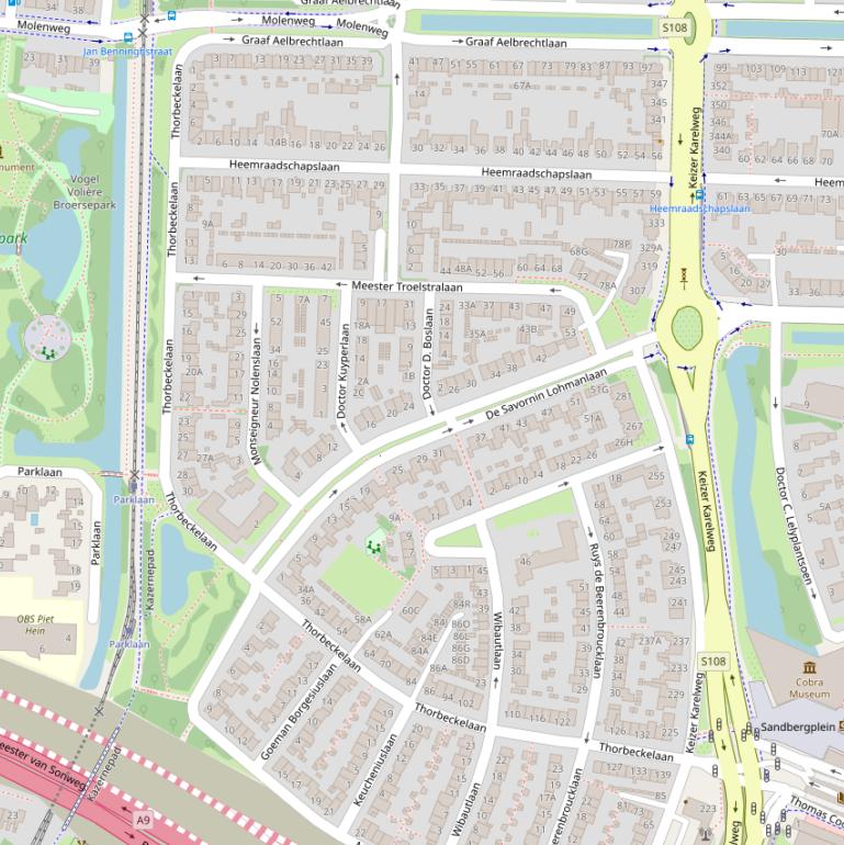Kaart van de Thorbeckelaan.