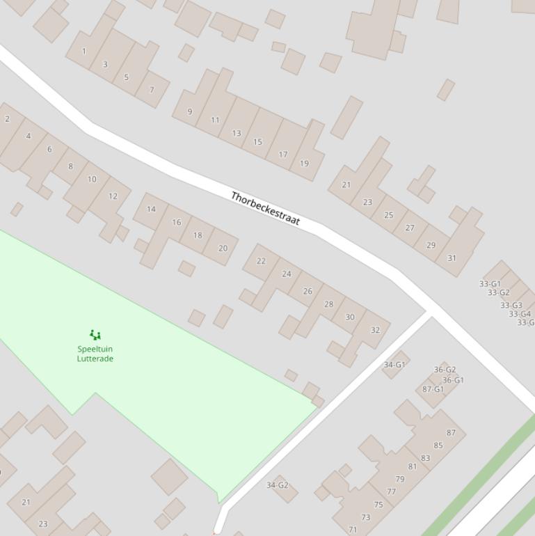 Kaart van de Thorbeckestraat.