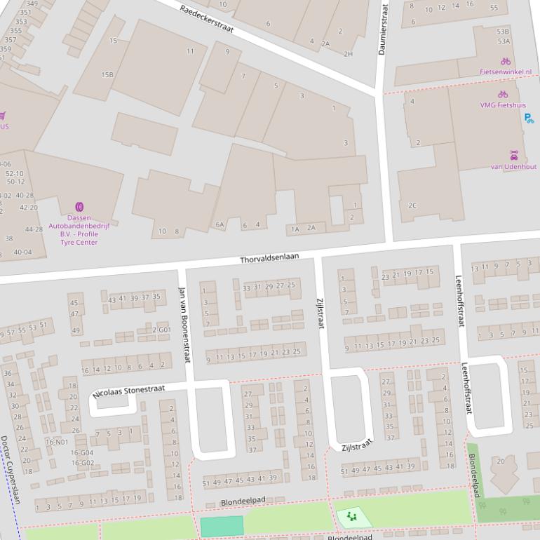 Kaart van de Thorvaldsenlaan.