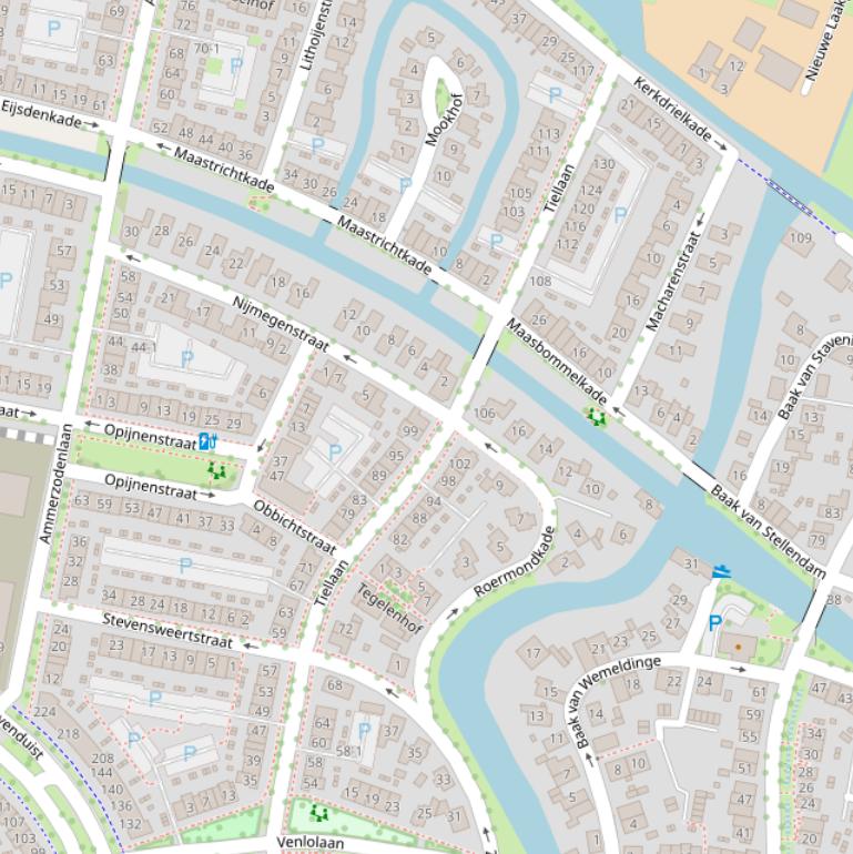 Kaart van de Tiellaan.