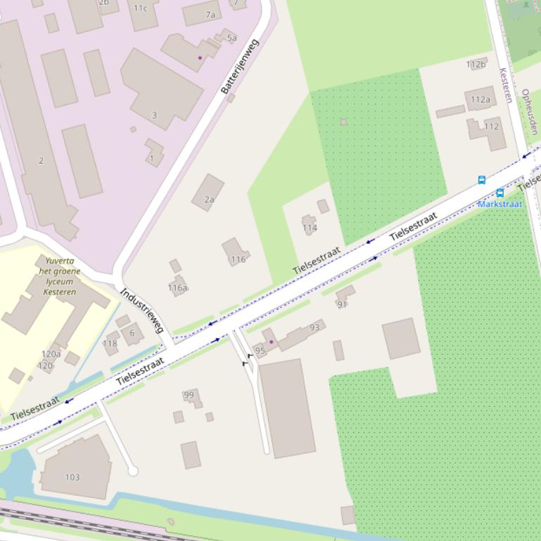 Kaart van de Tielsestraat.