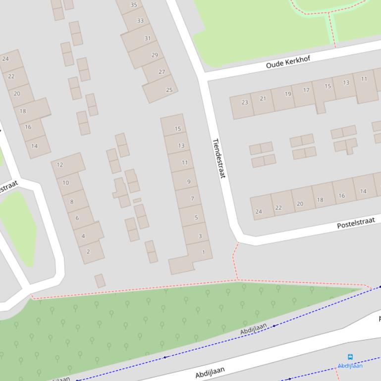 Kaart van de Tiendestraat.