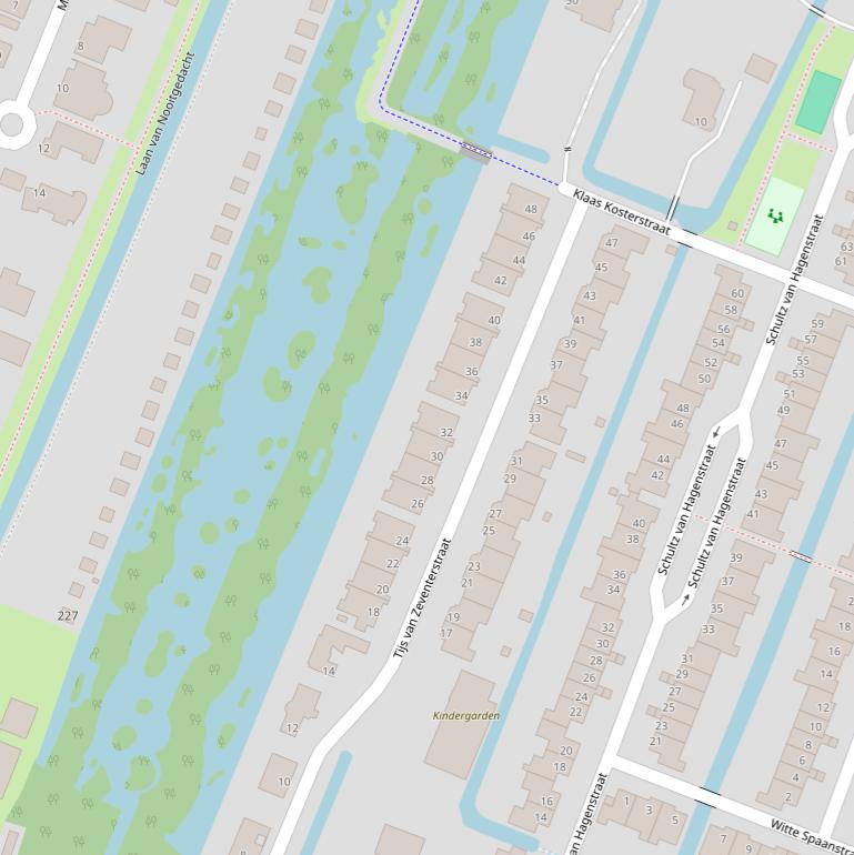 Kaart van de Tijs van Zeventerstraat.