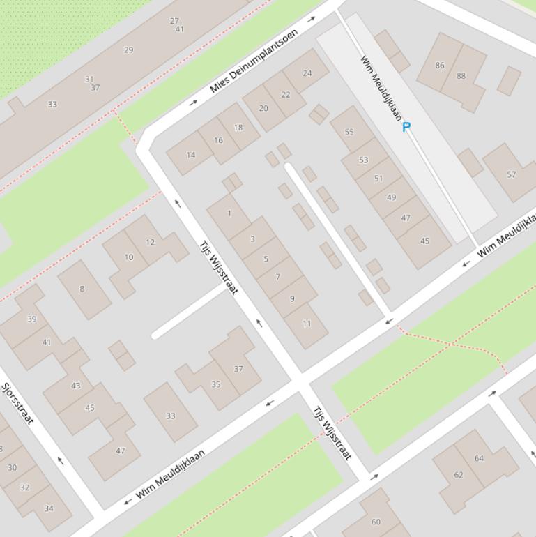 Kaart van de Tijs Wijsstraat.