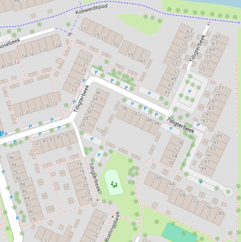 Kaart van  Tilligterbeek.