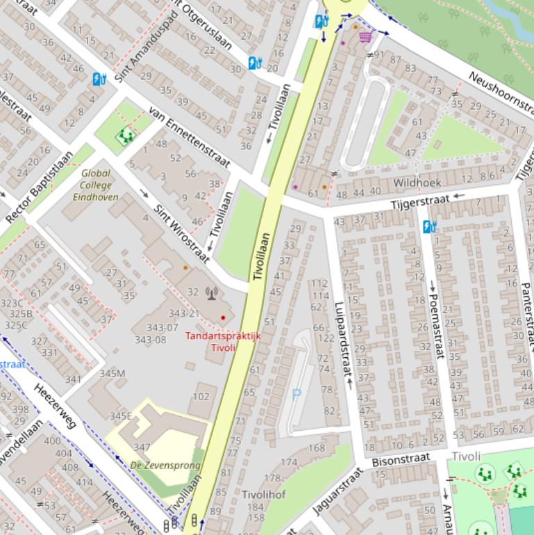 Kaart van de Tivolilaan.
