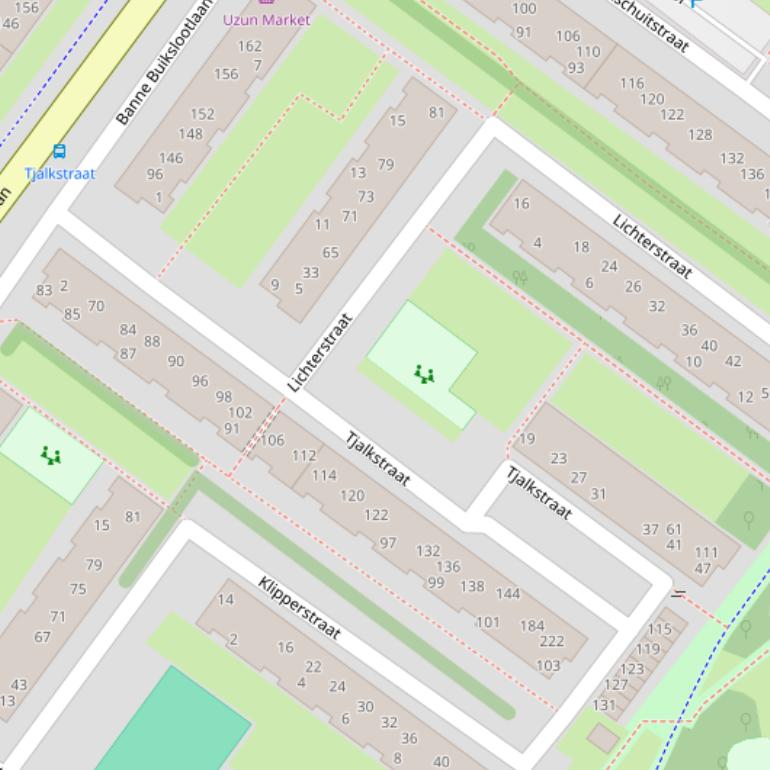 Kaart van de Tjalkstraat.