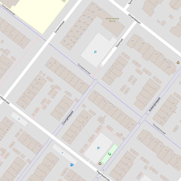 Kaart van de Tomatenstraat.