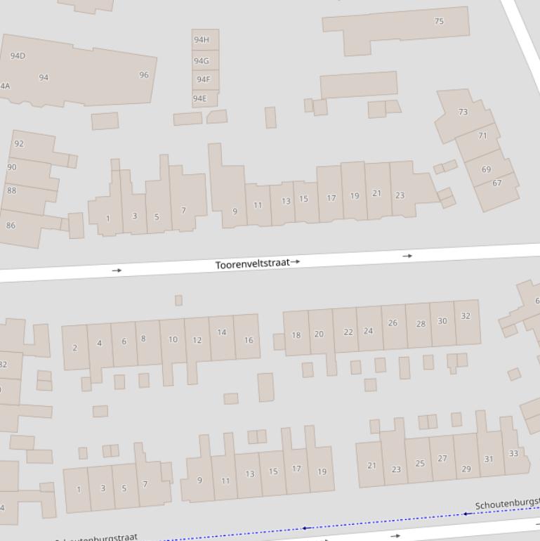 Kaart van de Toorenveltstraat.