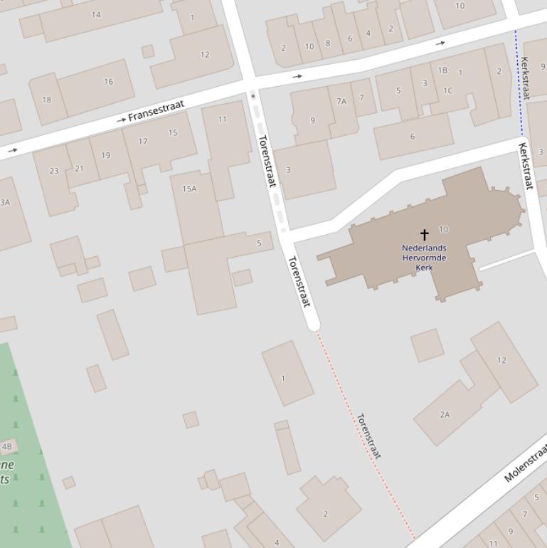 Kaart van de Torenstraat.