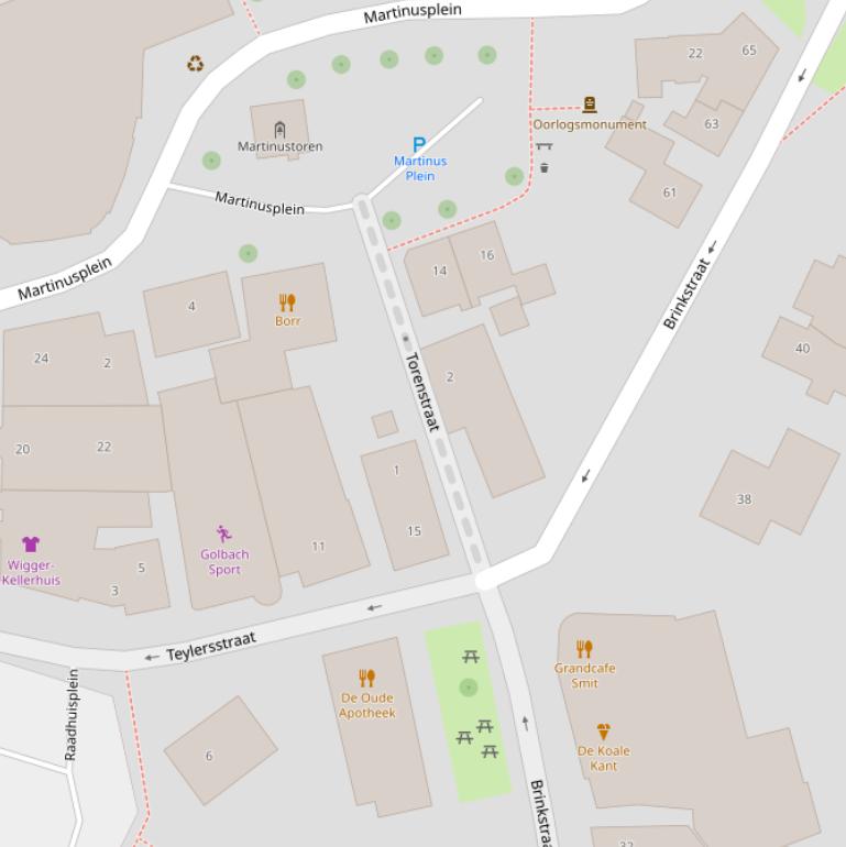 Kaart van de Torenstraat.