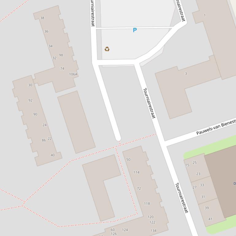 Kaart van de Tourniairestraat.