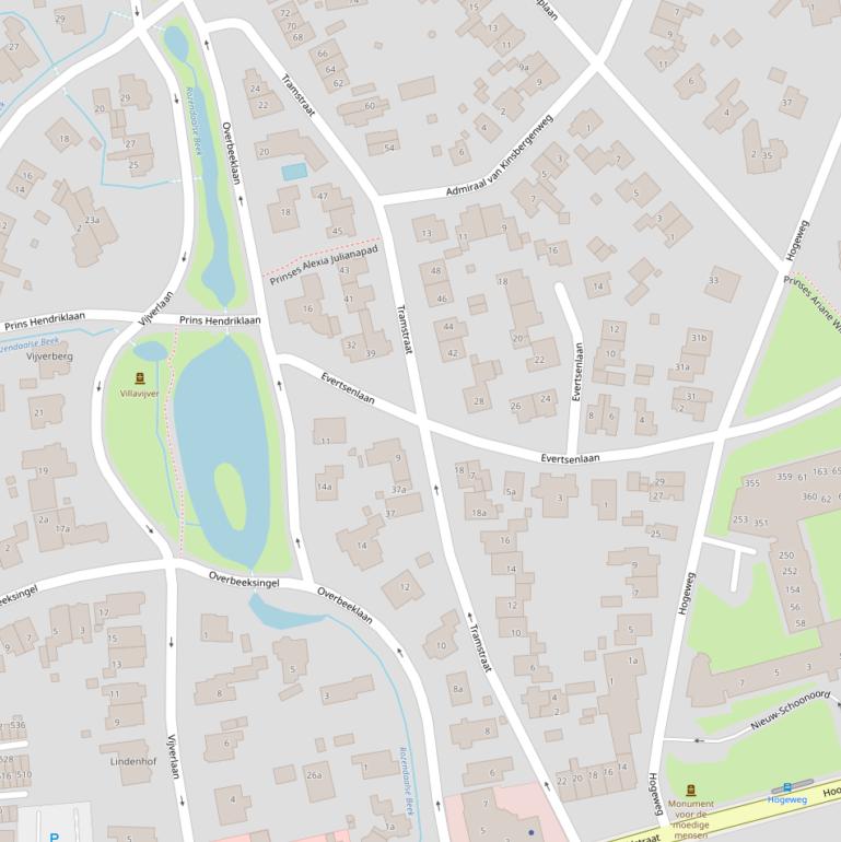 Kaart van de Tramstraat.