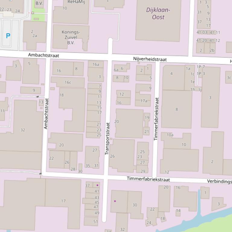 Kaart van de Transportstraat.