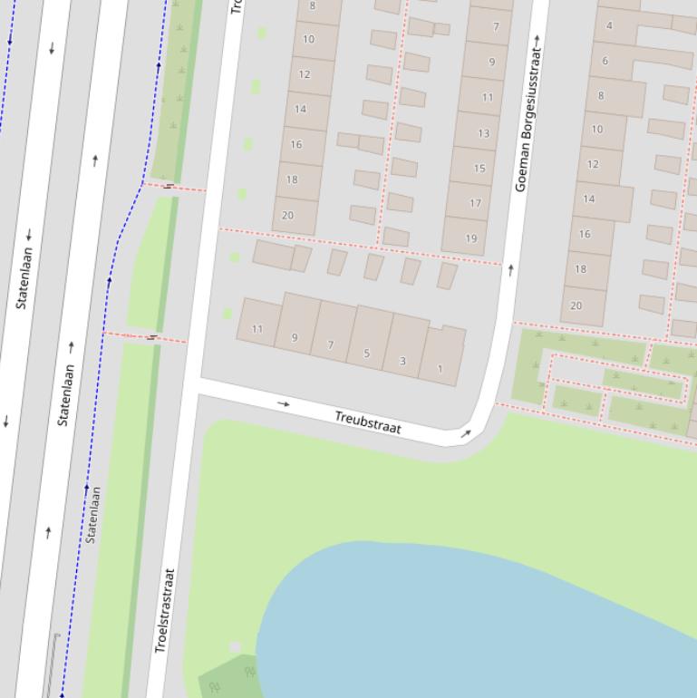 Kaart van de Treubstraat.