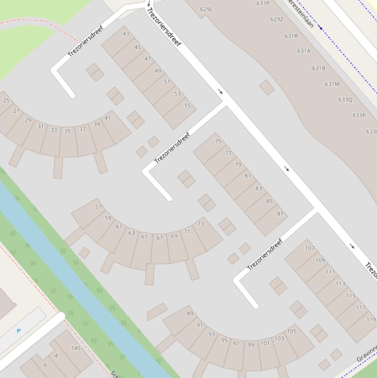 Kaart van de Trezoriersdreef.