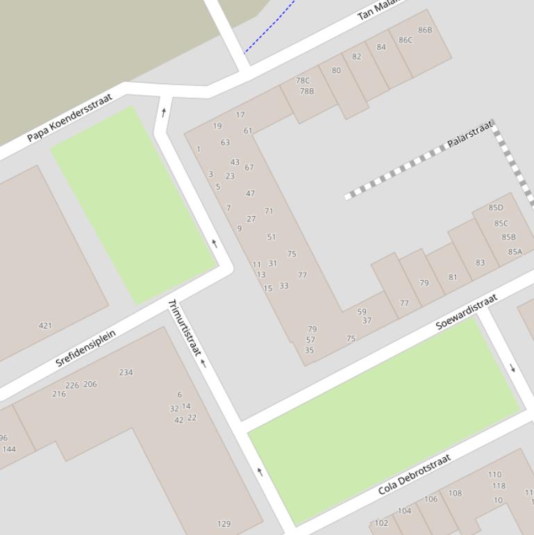 Kaart van de Trimurtistraat.