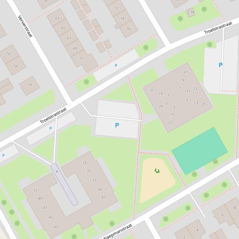 Kaart van de Troelstrastraat.