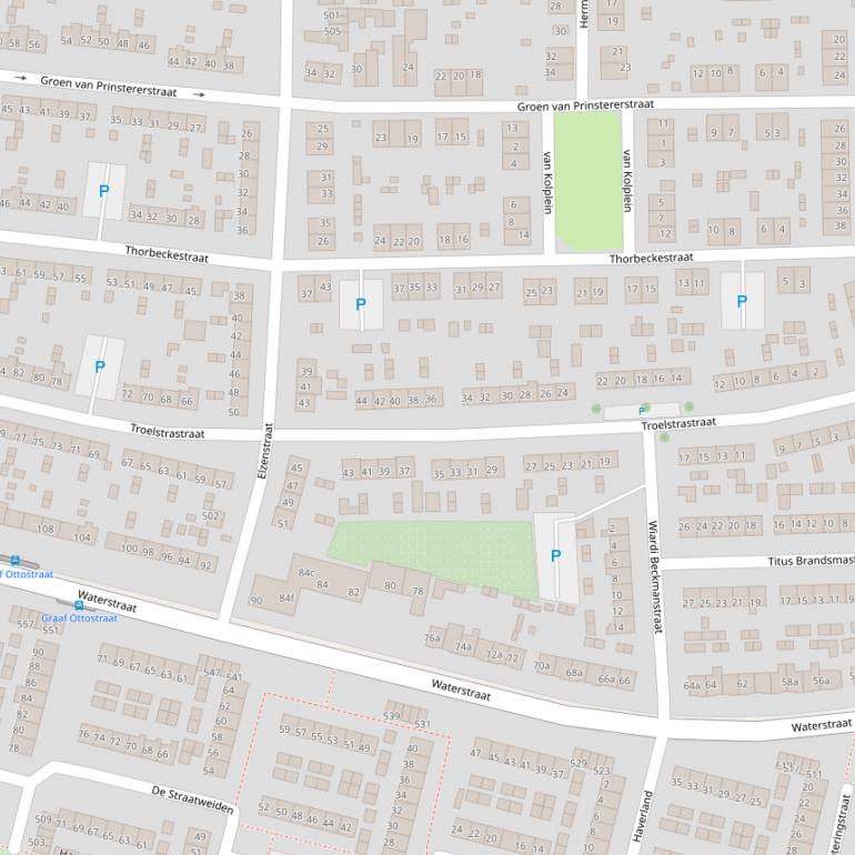 Kaart van de Troelstrastraat.