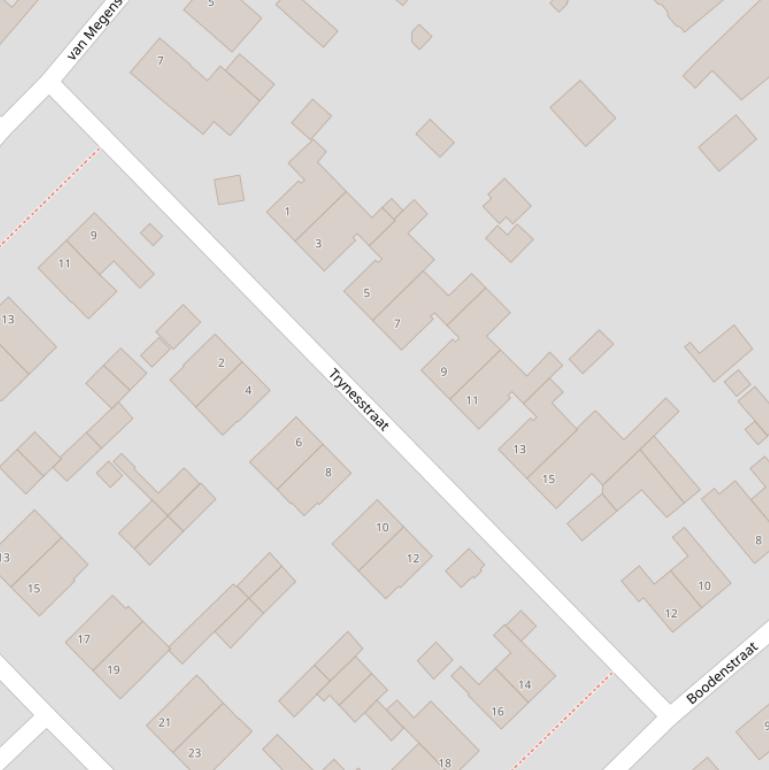 Kaart van de Trynesstraat.