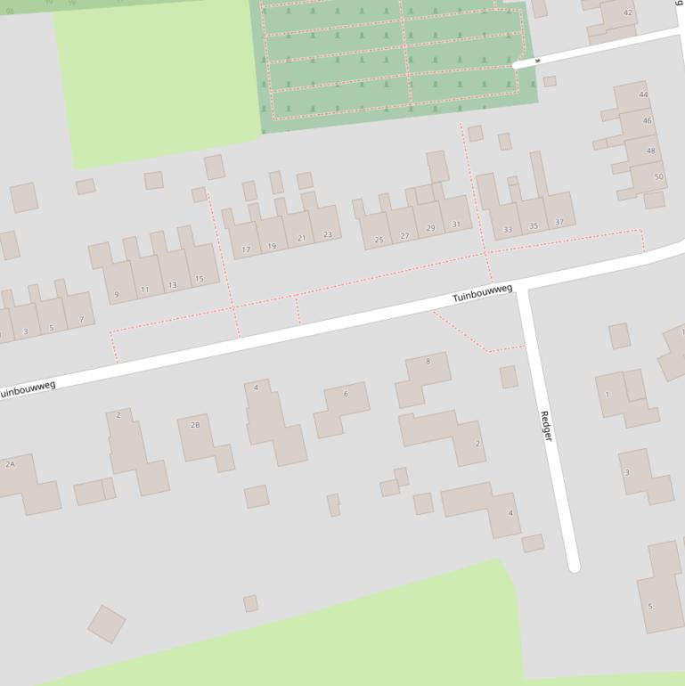 Kaart van de Tuinbouwweg.