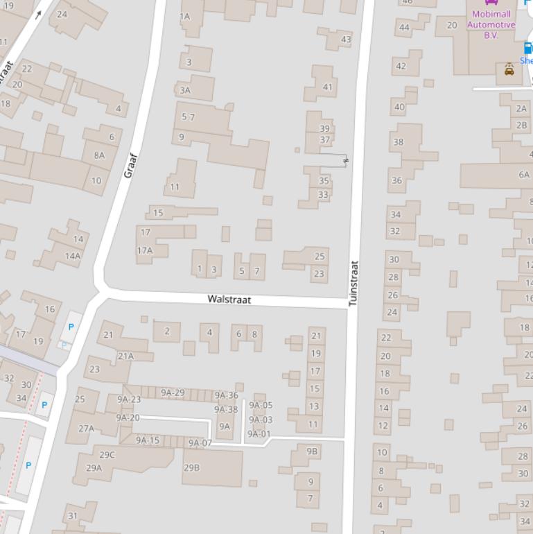 Kaart van de Tuinstraat.