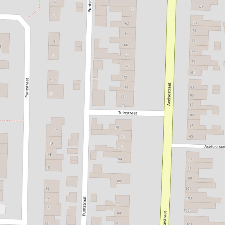 Kaart van de Tuinstraat.