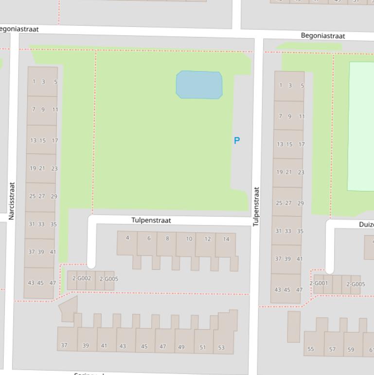 Kaart van de Tulpenstraat.