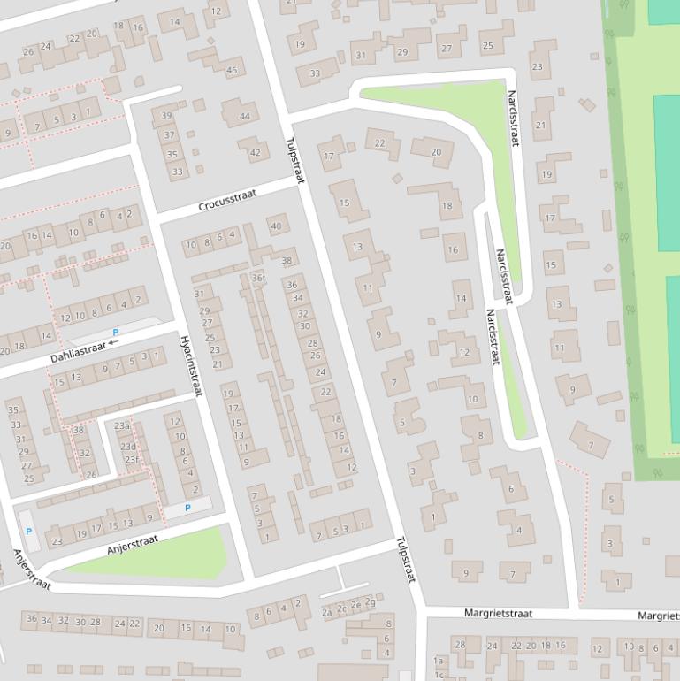 Kaart van de Tulpstraat.