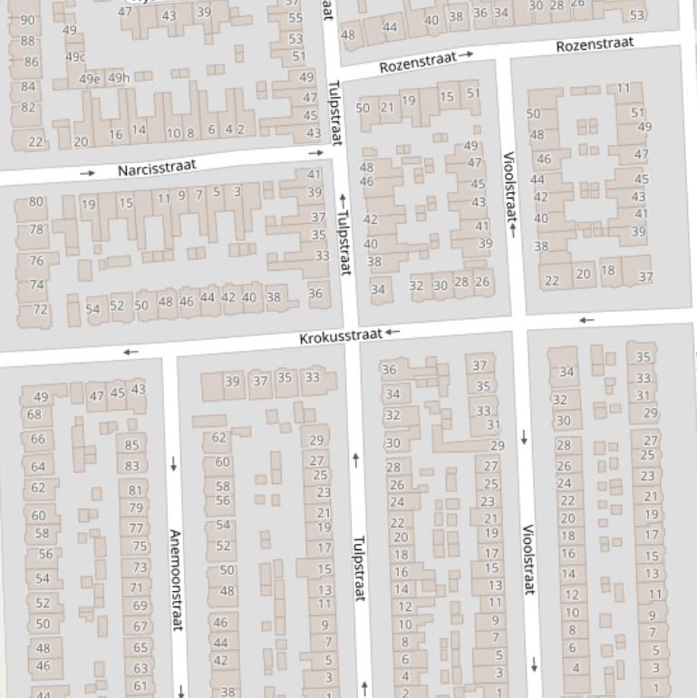 Kaart van de Tulpstraat.