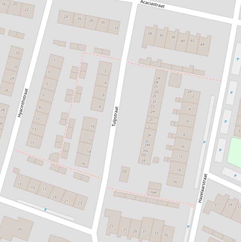 Kaart van de Tulpstraat.