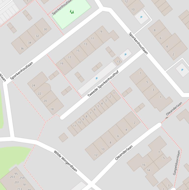 Kaart van  Tweede Sporkenhouthof.