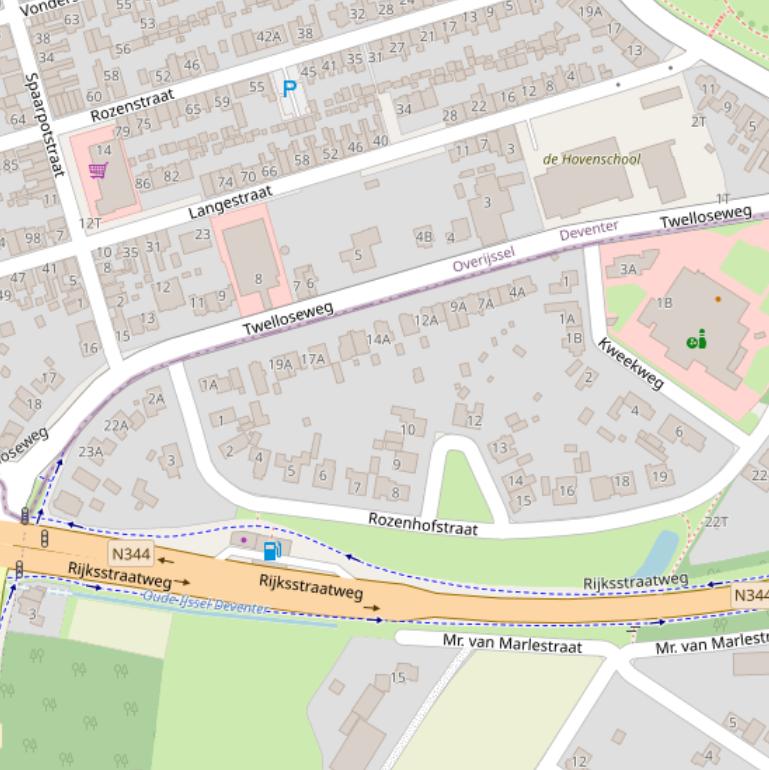 Kaart van de Twelloseweg.