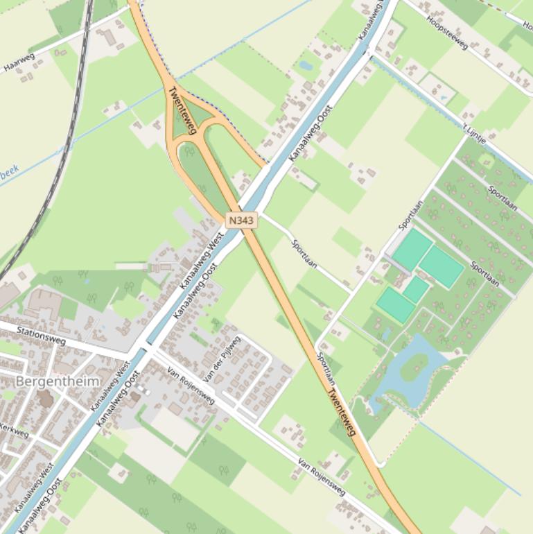 Kaart van de Twenteweg.